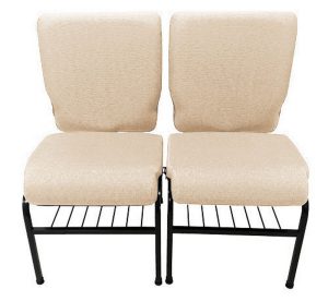 02 Cadeiras para Igrejas c/ Porta Biblía e Porta Cálice Bege