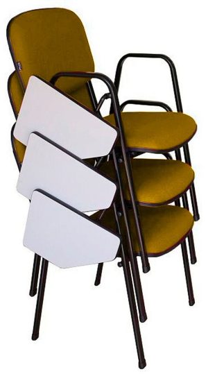 03 Cadeiras Escolar Universitária Linha Hotel Auditório Amarelo