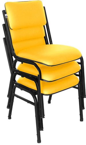 Kit com 3 Cadeiras para Auditórios Linha Hotel Smart Amarelo