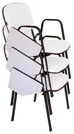 03 Cadeiras Escolar Universitária Linha Hotel Auditório Branco