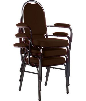 Kit com 3 Cadeiras para Auditório Linha Hotel Marrom