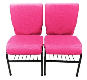 02 Cadeiras para Igrejas c/ Porta Biblía e Porta Cálice Rosa