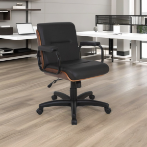 Cadeira Original Eames com Rodinhas Anti Risco para Escritório Linha Capa em Madeira Preto