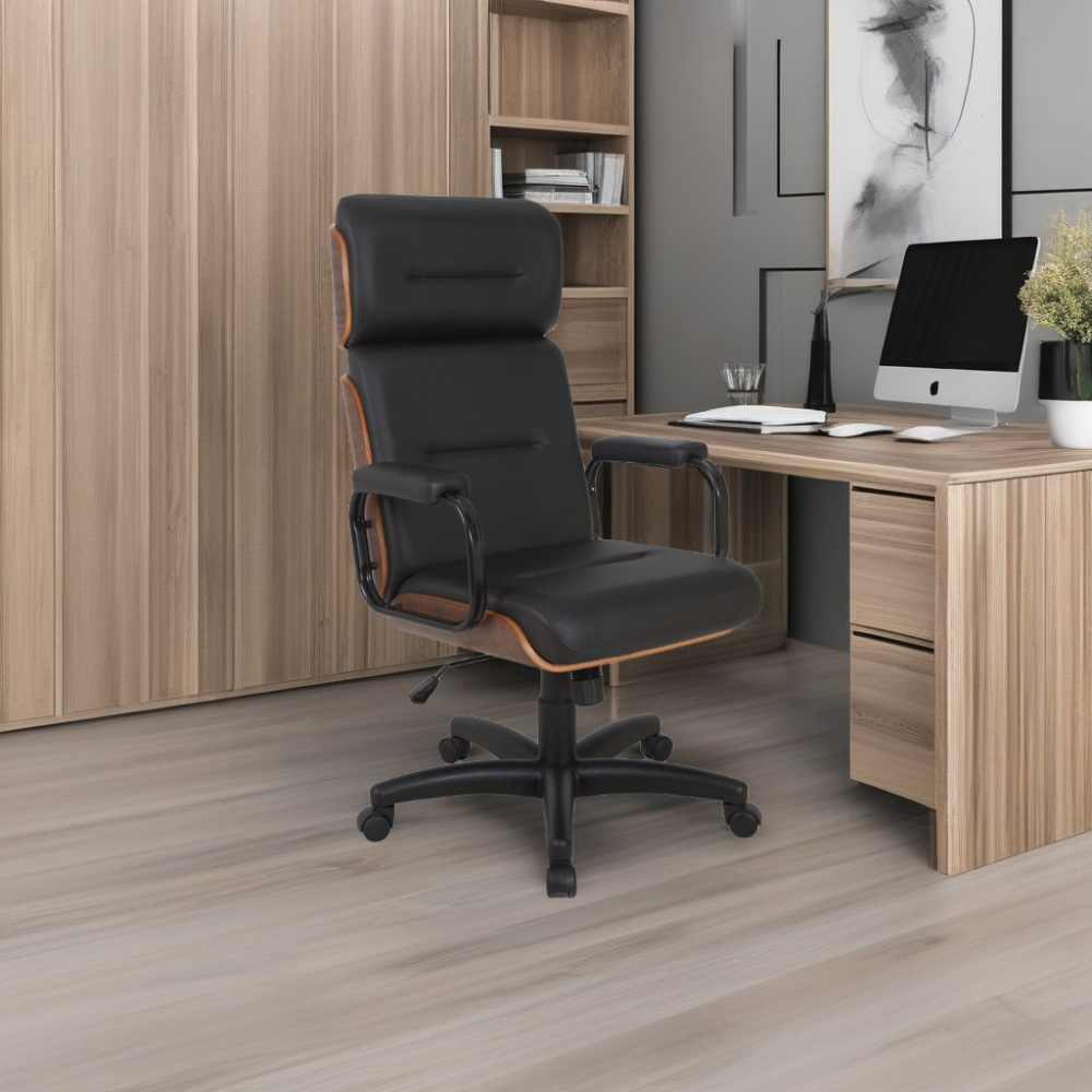 Cadeira Original Eames Presidente com Rodinhas Anti Risco Linha Capa em Madeira Preto - Imagem 9