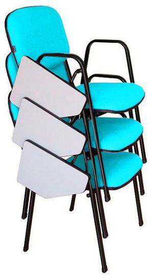 03 Cadeiras Escolar Universitária Linha Hotel Auditório Verde
