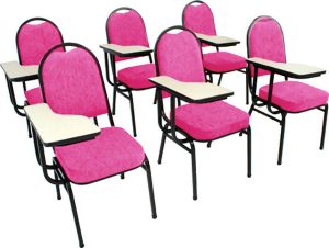 Kit com 6 Cadeiras Universitária para Auditórios Linha Hotel Rosa