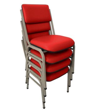Kit com 4 Cadeiras para Auditórios Linha Hotel Smart Vermelho