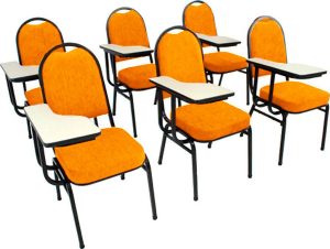 Kit com 6 Cadeiras Universitária para Auditórios Linha Hotel Laranja