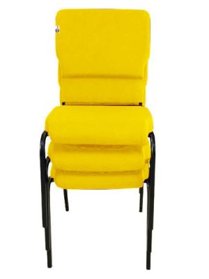 03 Cadeiras Empilhável para Igrejas Evangélicas Linha Church Amarelo