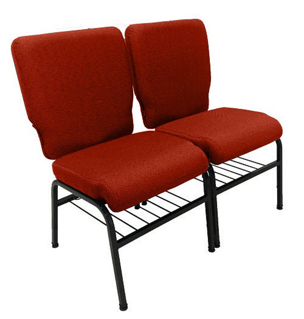 02 Cadeiras para Igrejas c/ Porta Biblía e Porta Cálice Vermelho - Imagem 2