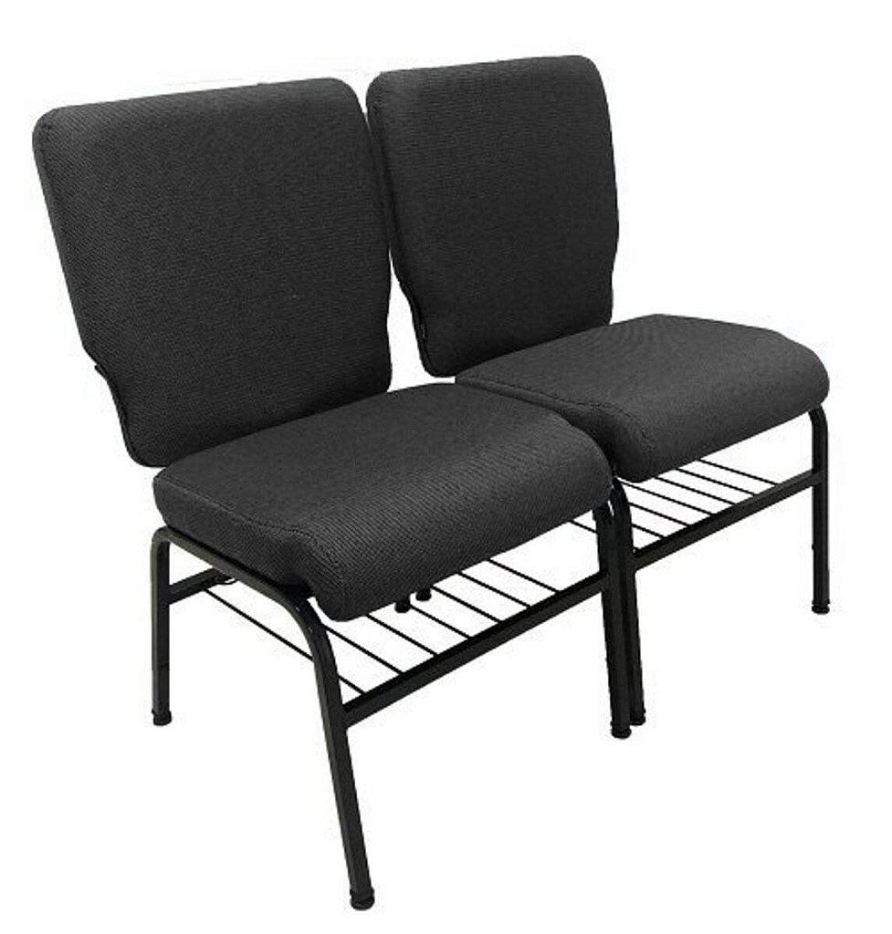 02 Cadeiras para Igrejas c/ Porta Biblía e Porta Cálice Preto - Imagem 2