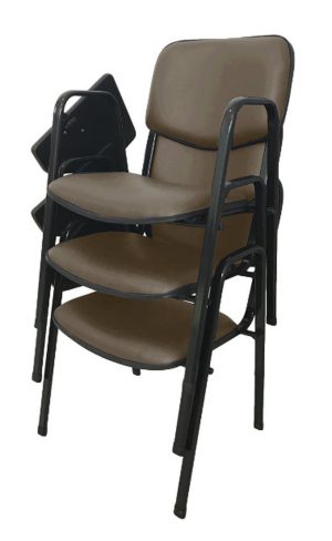 03 Cadeiras Escolar Universitária Linha Hotel Auditório Marrom