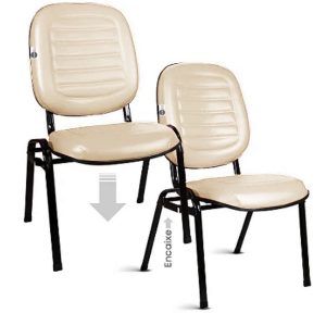 02 Cadeiras Empilhável para Igrejas Evangélicas Linha Holy Bege