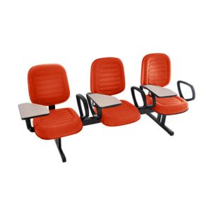 Cadeira Escolar Universitária em Longarina com prancheta para Escolas e Faculdades Linha Blenda Vermelho