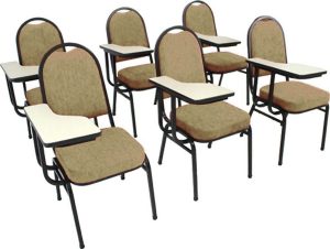 Kit com 6 Cadeiras Universitária para Auditórios Linha Hotel Bege