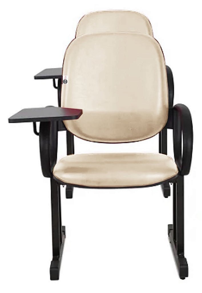 02 Cadeiras Escolar para Auditório e Escolas com Prancheta Linha Dallas Auditório Bege - Imagem 2