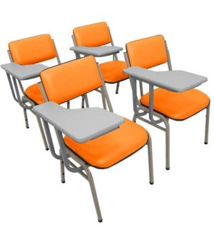 Kit com 4 Cadeiras Escolar Universitária para Auditórios Linha Hotel Smart Laranja