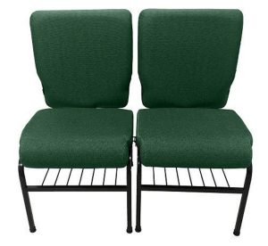 02 Cadeiras para Igrejas c/ Porta Biblía e Porta Cálice Verde