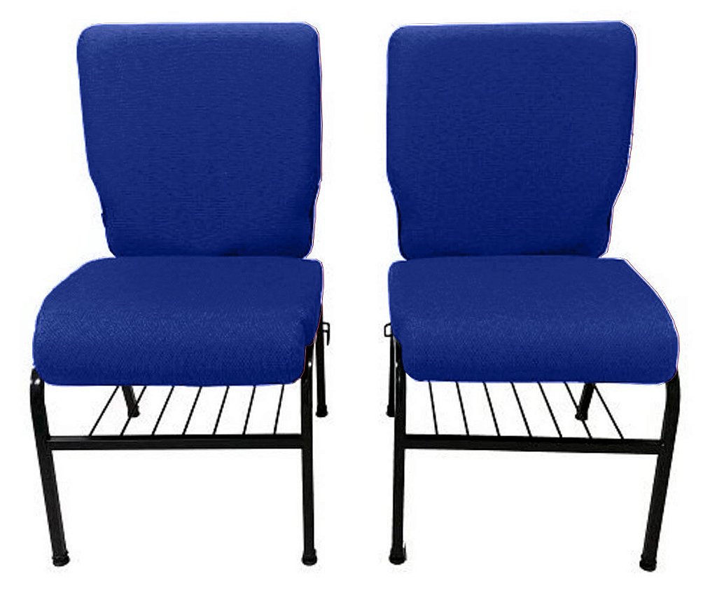02 Cadeiras para Igrejas c/ Porta Biblía e Porta Cálice Azul - Imagem 4
