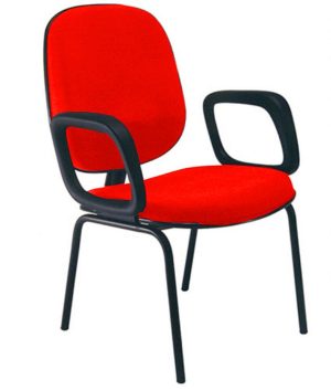 Cadeira para Igrejas Evangélicas com Braços Diretor para Escritório Linha Uno Vermelho