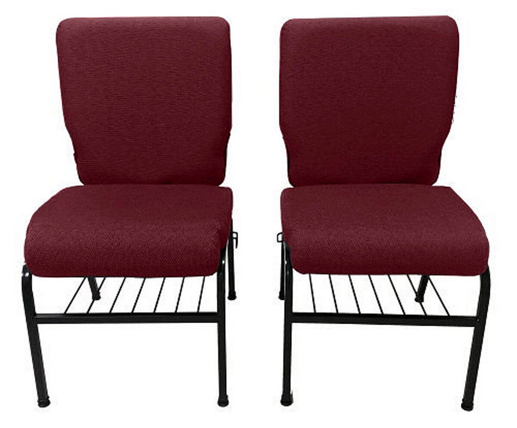 02 Cadeiras para Igrejas c/ Porta Biblía e Porta Cálice Vermelho - Imagem 4