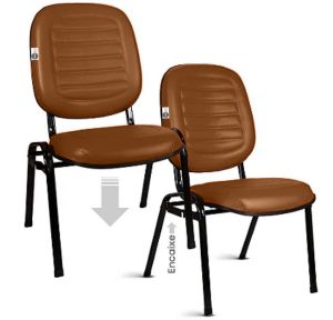 02 Cadeiras Empilhável para Igrejas Evangélicas Linha Holy Marrom