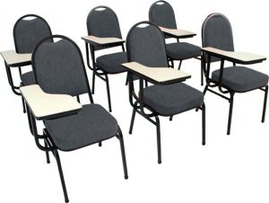 Kit com 6 Cadeiras Universitária para Auditórios Linha Hotel Cinza