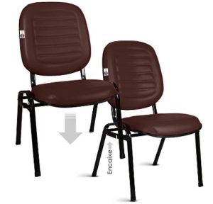 02 Cadeiras Empilhável para Igrejas Evangélicas Linha Holy Vermelho