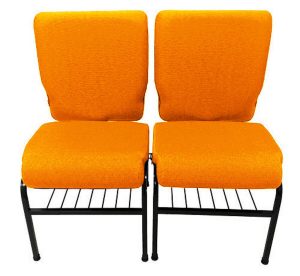 02 Cadeiras para Igrejas c/ Porta Biblía e Porta Cálice Laranja