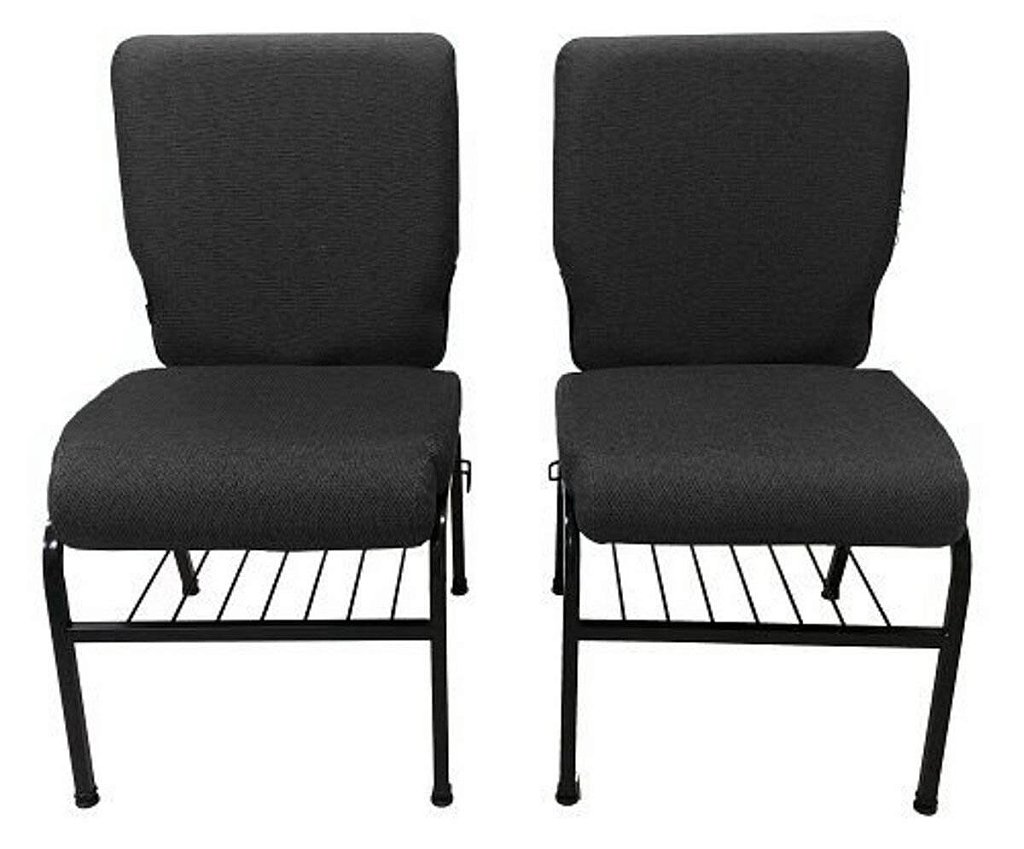 02 Cadeiras para Igrejas c/ Porta Biblía e Porta Cálice Preto - Imagem 4