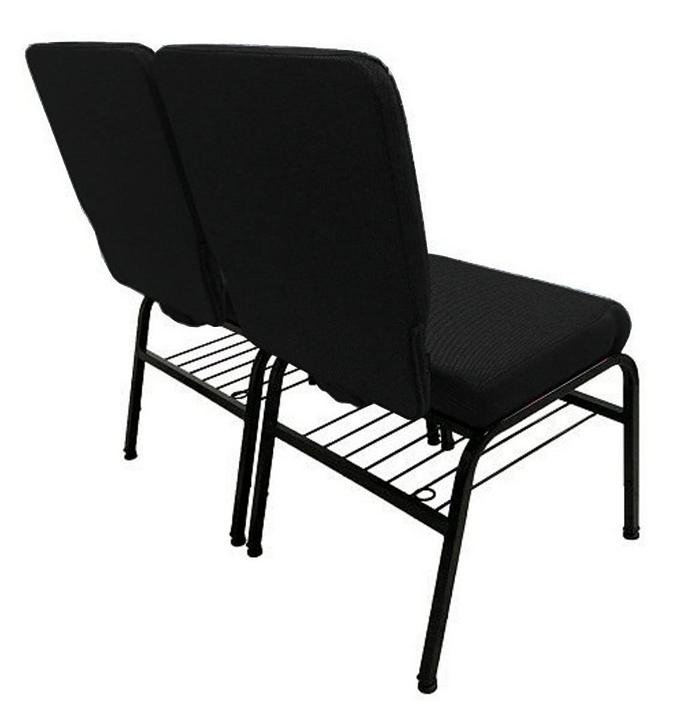 02 Cadeiras para Igrejas c/ Porta Biblía e Porta Cálice Preto - Imagem 3