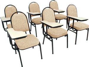 Kit com 6 Cadeiras Universitária para Auditórios Linha Hotel Bege