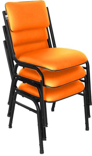 Kit com 3 Cadeiras para Auditórios Linha Hotel Smart Laranja