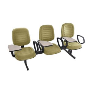 Cadeira Escolar Universitária em Longarina com prancheta para Escolas e Faculdades Linha Blenda Bege