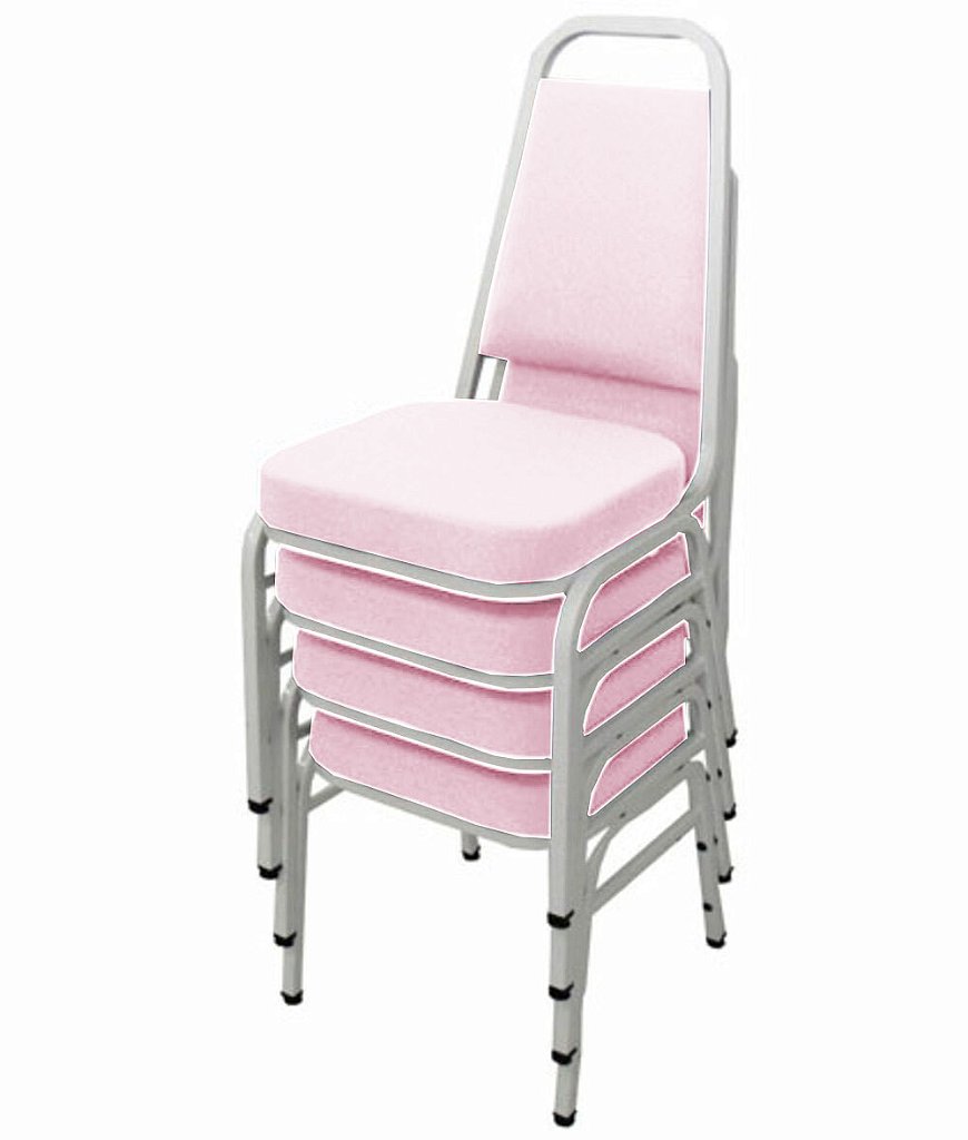 Kit com 4 Cadeiras Empilháveis Linha Hotel Plus Rosa