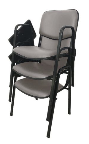 03 Cadeiras Escolar Universitária Linha Hotel Auditório Cinza