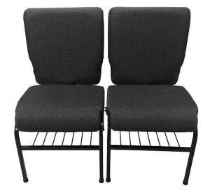 02 Cadeiras para Igrejas c/ Porta Biblía e Porta Cálice Cinza