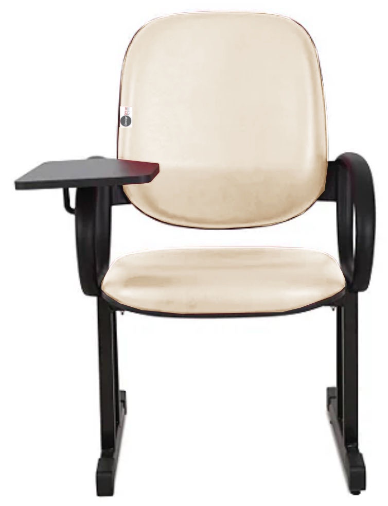 02 Cadeiras Escolar para Auditório e Escolas com Prancheta Linha Dallas Auditório Bege - Imagem 3