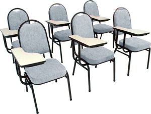 Kit com 6 Cadeiras Universitária para Auditórios Linha Hotel Cinza