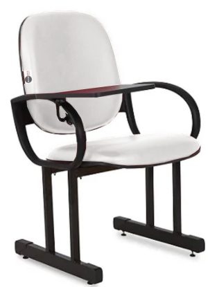 01 Cadeira Escolar para Auditório e Escolas com Prancheta Linha Dallas Auditório Branco