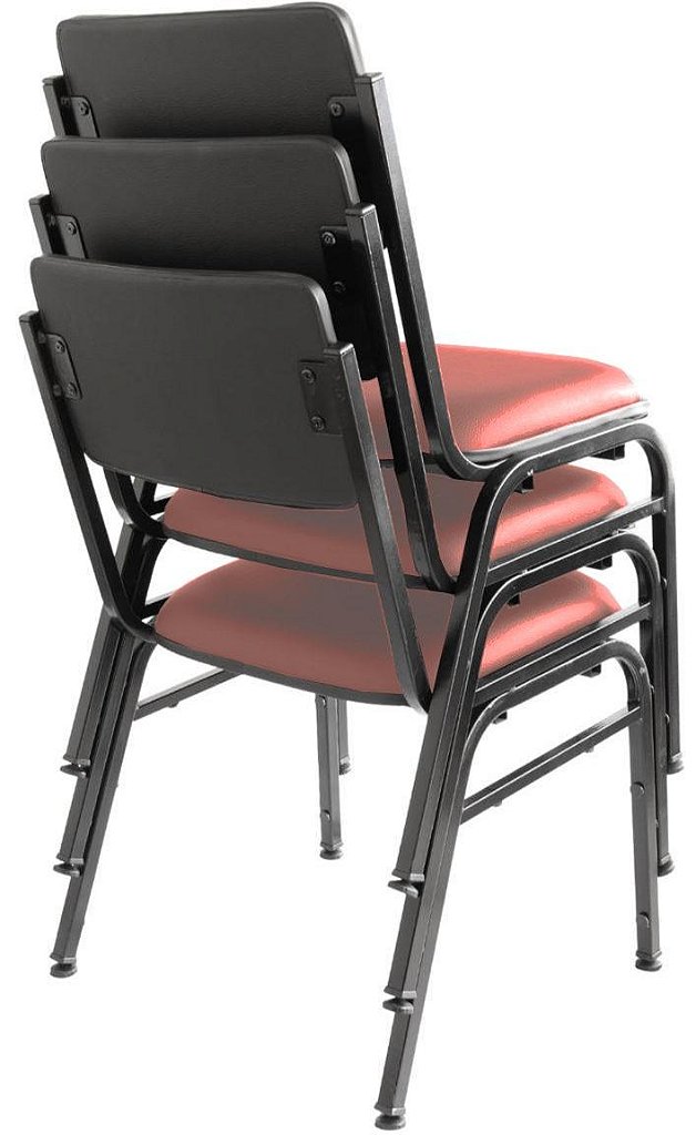 Kit com 3 Cadeiras para Auditórios Linha Hotel Smart Vermelho - Imagem 2