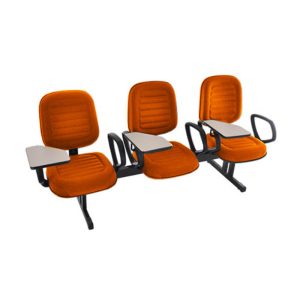 Cadeira Escolar Universitária em Longarina com prancheta para Escolas e Faculdades Linha Blenda Laranja