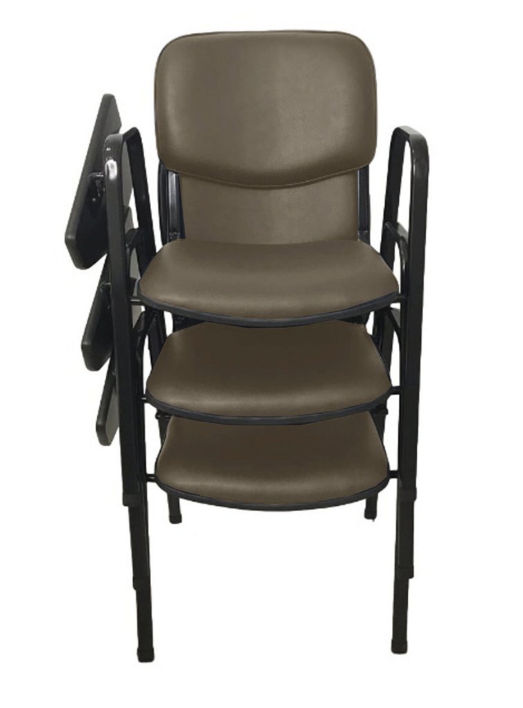 03 Cadeiras Escolar Universitária Linha Hotel Auditório Marrom - Imagem 2