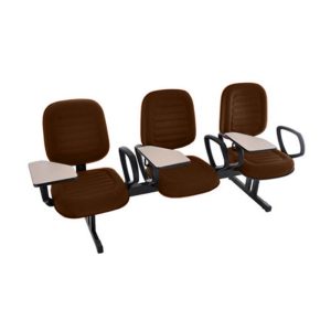 Cadeira Escolar Universitária em Longarina com prancheta para Escolas e Faculdades Linha Blenda Marrom