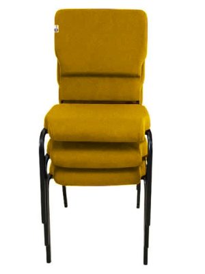 03 Cadeiras Empilhável para Igrejas Evangélicas Linha Church Amarelo