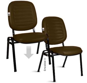 02 Cadeiras Empilhável para Igrejas Evangélicas Linha Holy Marrom