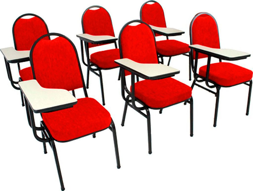 Kit com 6 Cadeiras Universitária para Auditórios Linha Hotel Vermelho