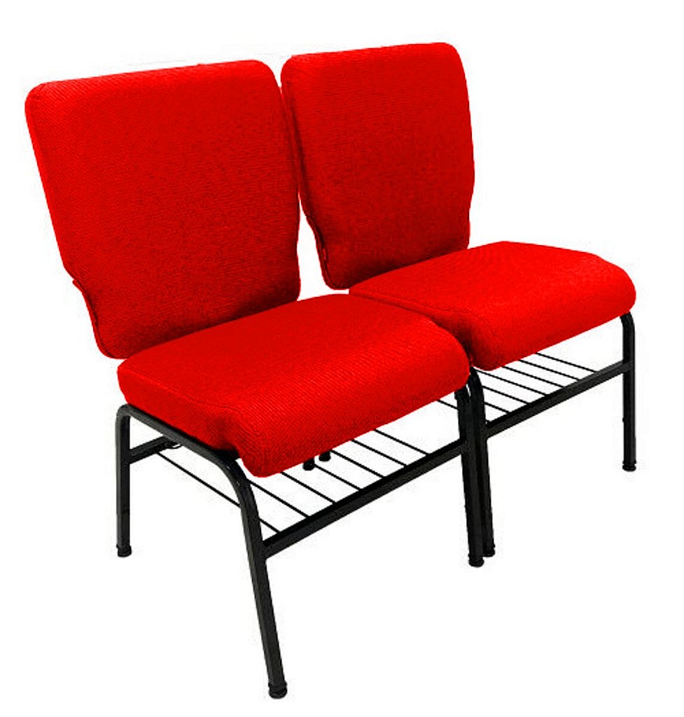 02 Cadeiras para Igrejas c/ Porta Biblía e Porta Cálice Vermelho - Imagem 2