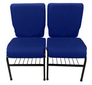 02 Cadeiras para Igrejas c/ Porta Biblía e Porta Cálice Azul