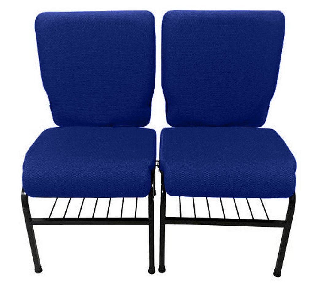 02 Cadeiras para Igrejas c/ Porta Biblía e Porta Cálice Azul